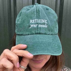 Rethink your weeds cap bottle green